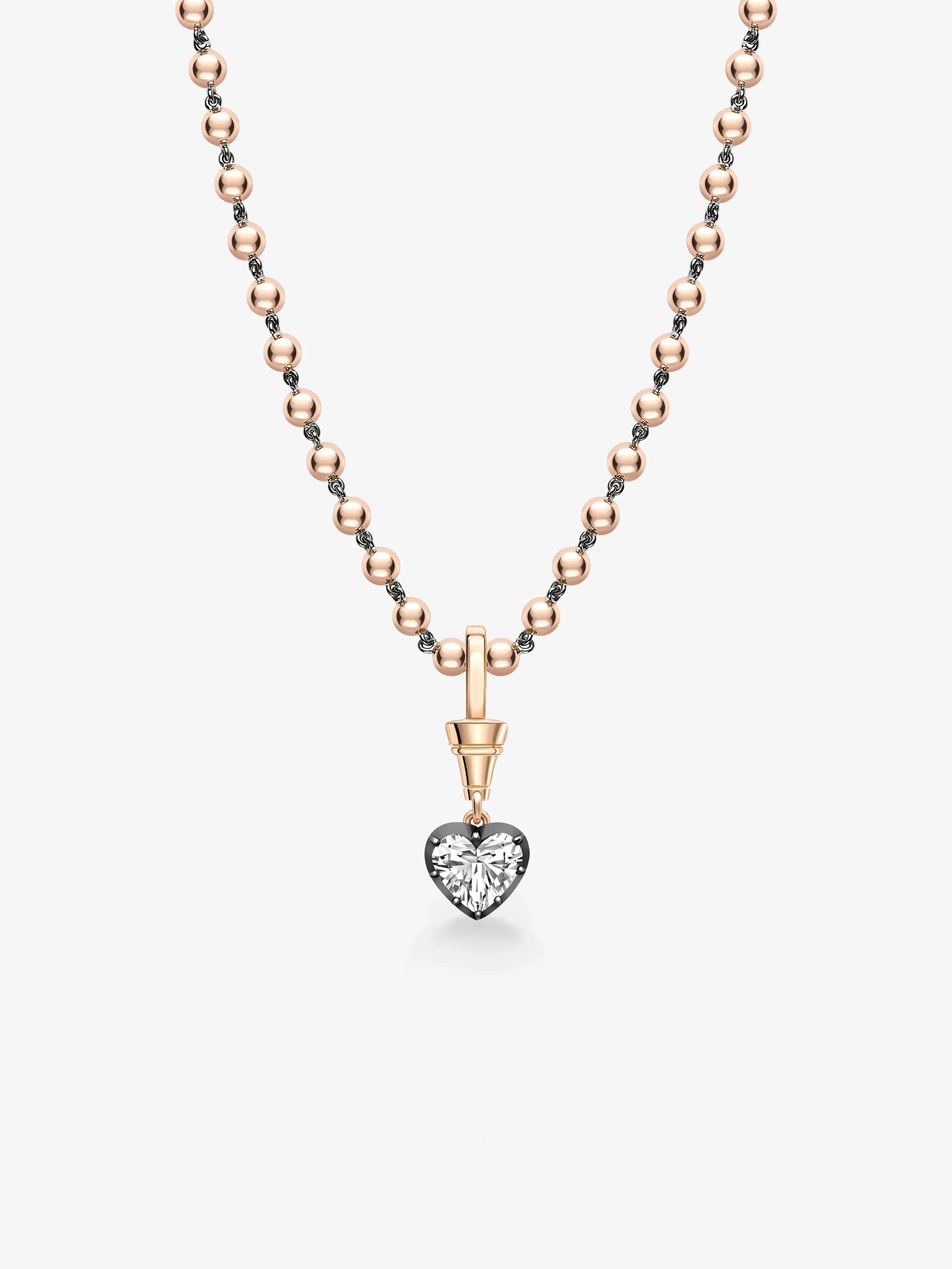 Ball n Chain 1.55ct Heart-Shaped Diamond Pendant