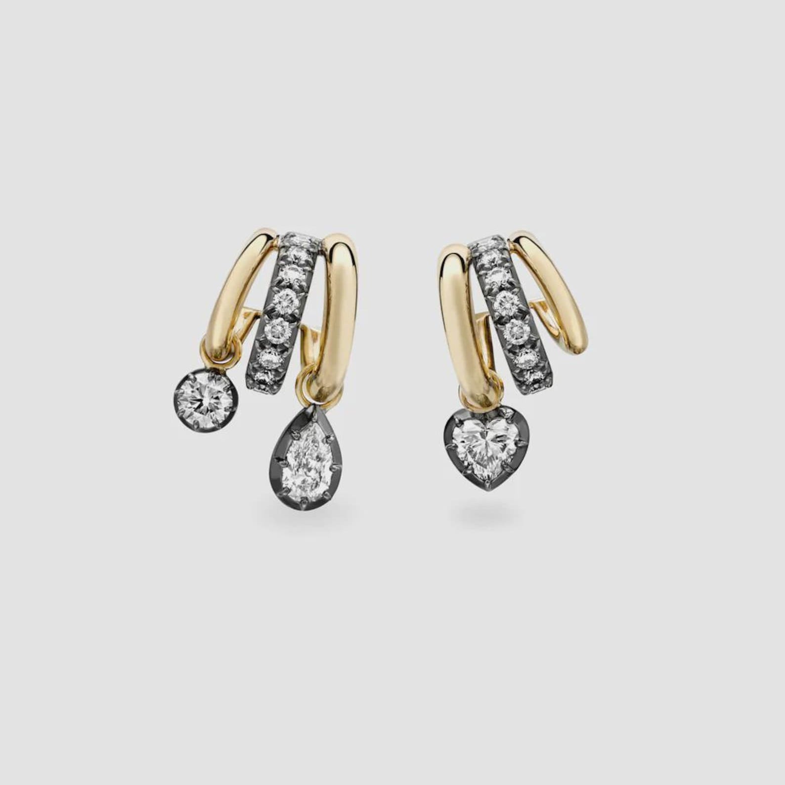 Multi Shape Diamond Tripset Hoop Earrings, Mixed Cut Diamond Hoops, Gift for Her, Earrings for Women, Anniversary Gift, Laelouris