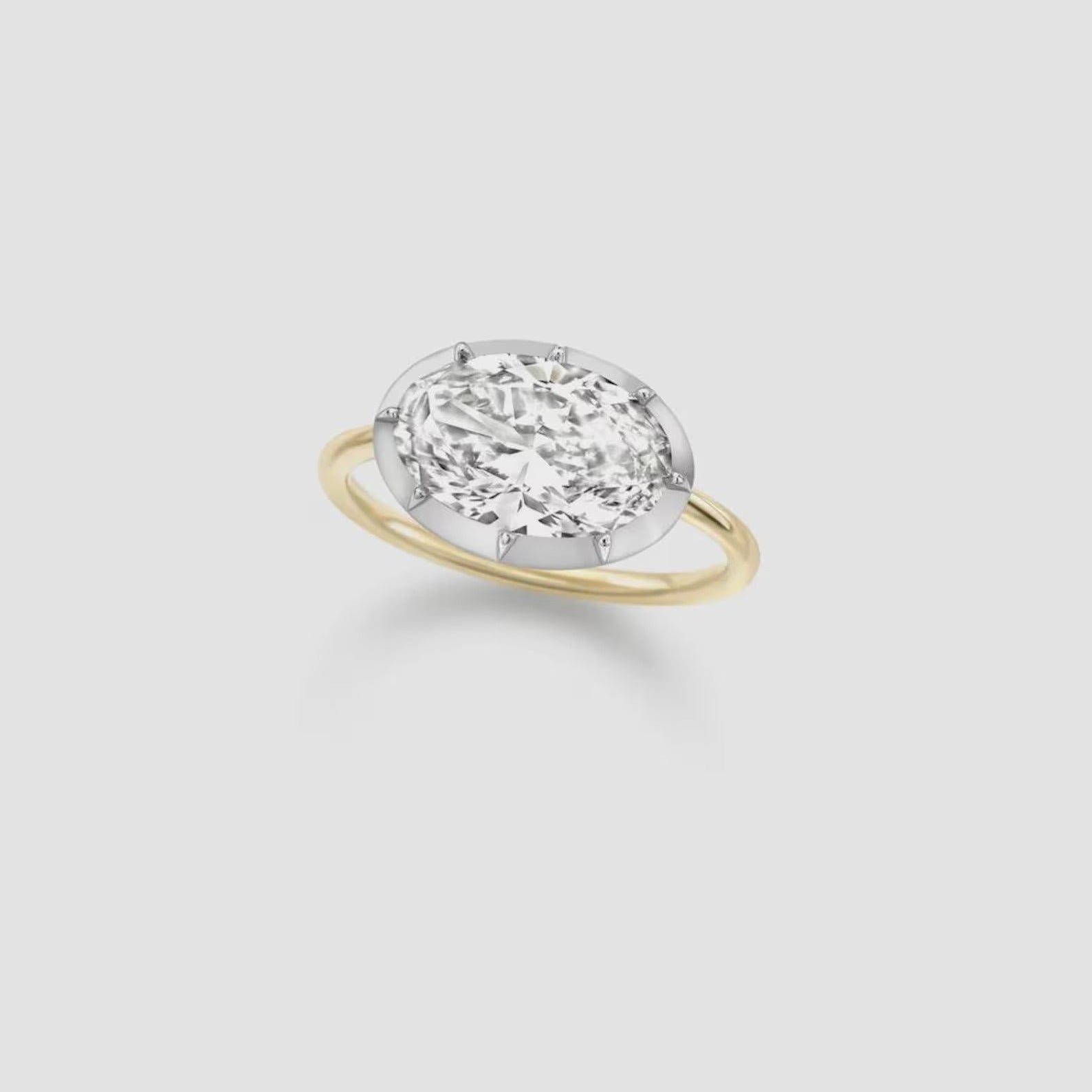 Lab Diamond East-West Oval Ring E–F VVS/VS Georgian-Inspired Button Back with Cleaning Kit