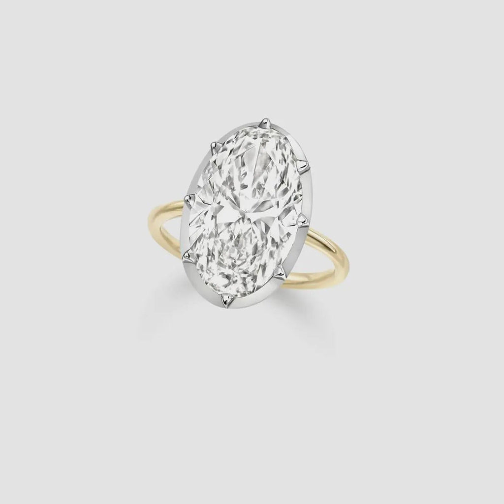 Oval Lab Diamond Ring E–F VVS/VS Georgian-Inspired Button Back