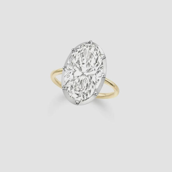 Oval Lab Diamond Ring E–F VVS/VS Georgian-Inspired Button Back