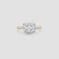 East-West Cushion Lab Diamond Ring | Georgian 18K Gold Setting