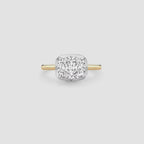 East-West Cushion Lab Diamond Ring | Georgian 18K Gold Setting