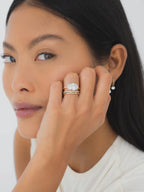 Lab Diamond East-West Oval Ring E–F VVS/VS Georgian-Inspired Button Back with Cleaning Kit