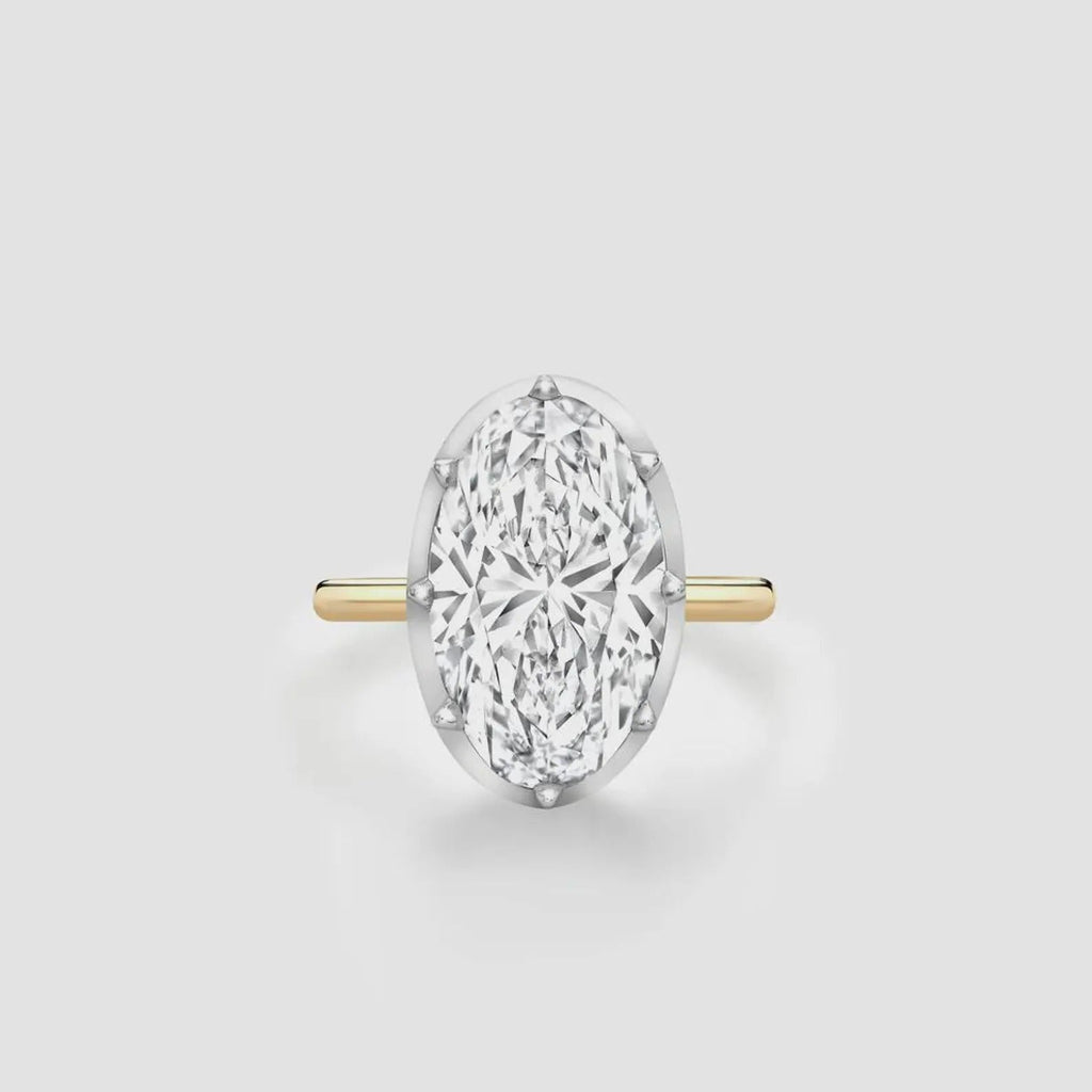 Oval Lab Diamond Ring E–F VVS/VS Georgian-Inspired Button Back