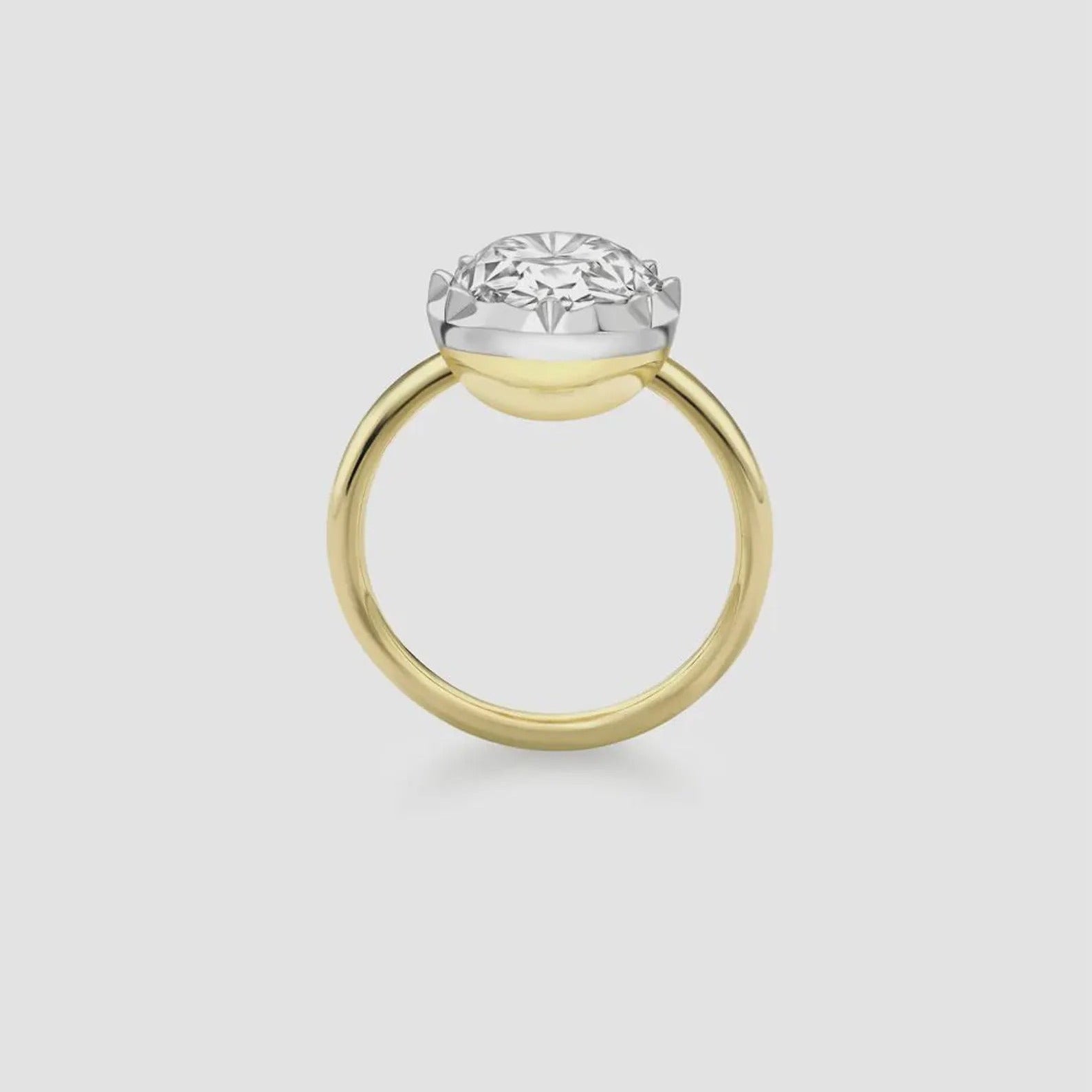 Oval Lab Diamond Ring E–F VVS/VS Georgian-Inspired Button Back