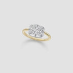 East-West Cushion Lab Diamond Ring | Georgian 18K Gold Setting