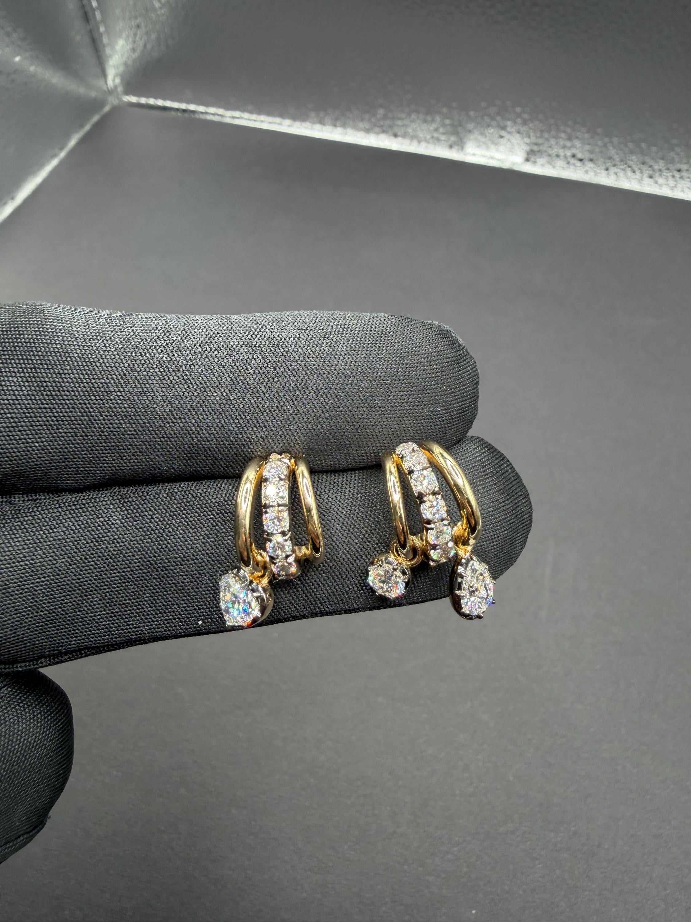 Multi Shape Diamond Tripset Hoop Earrings, Mixed Cut Diamond Hoops, Gift for Her, Earrings for Women, Anniversary Gift, Laelouris