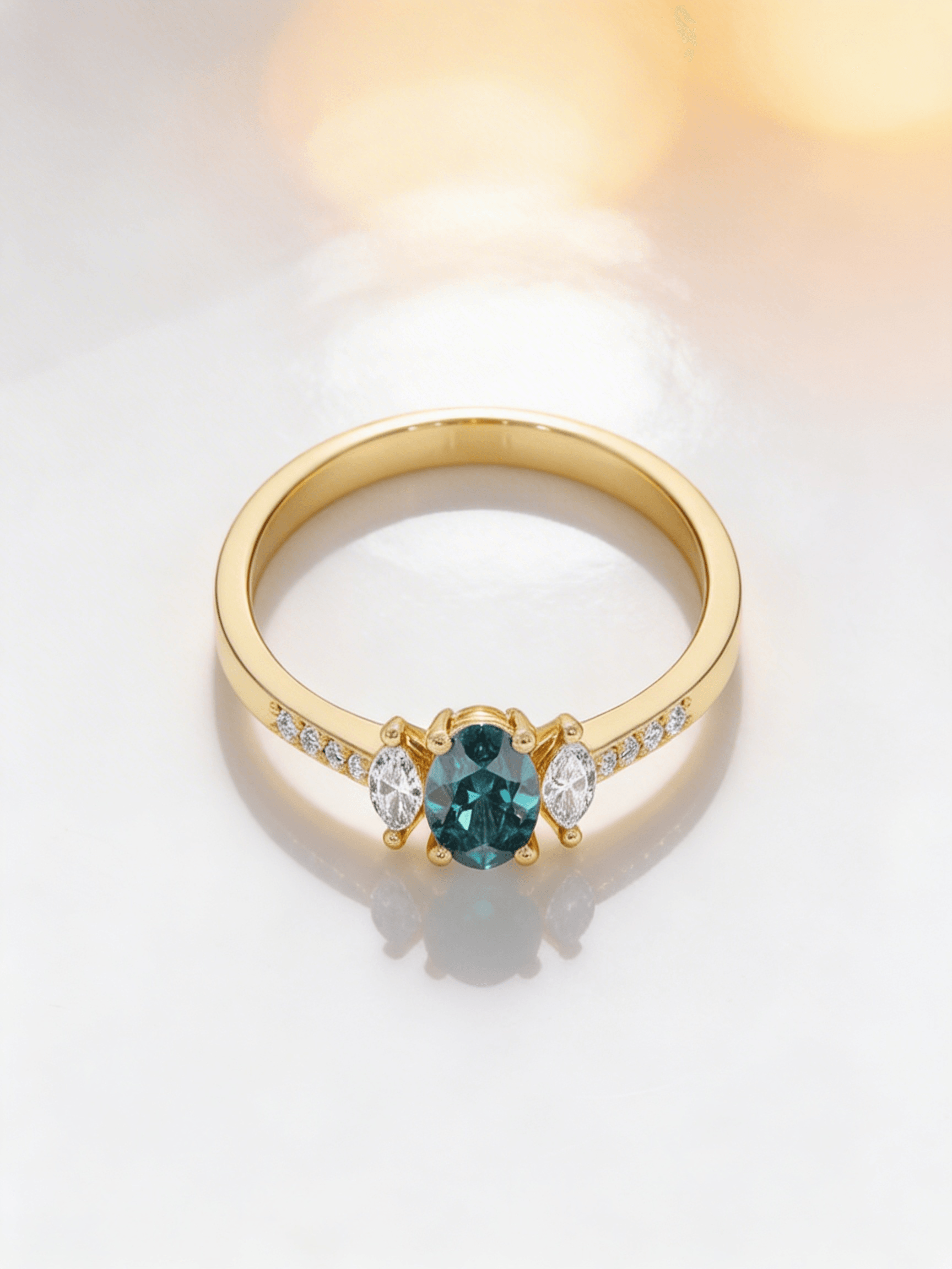 Green Diamond Wedding Ring - Image 1