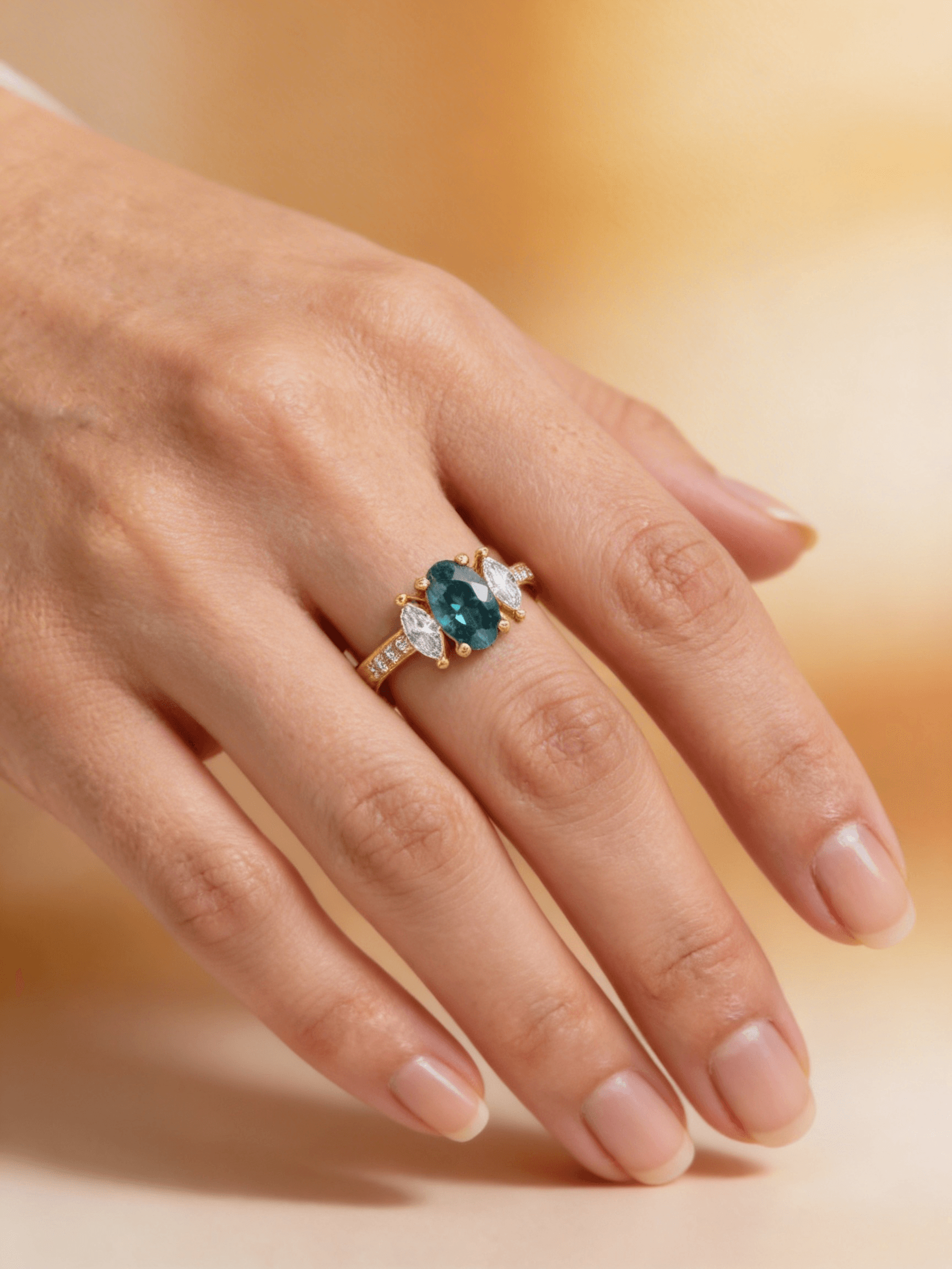 Green Diamond Wedding Ring - Image 2