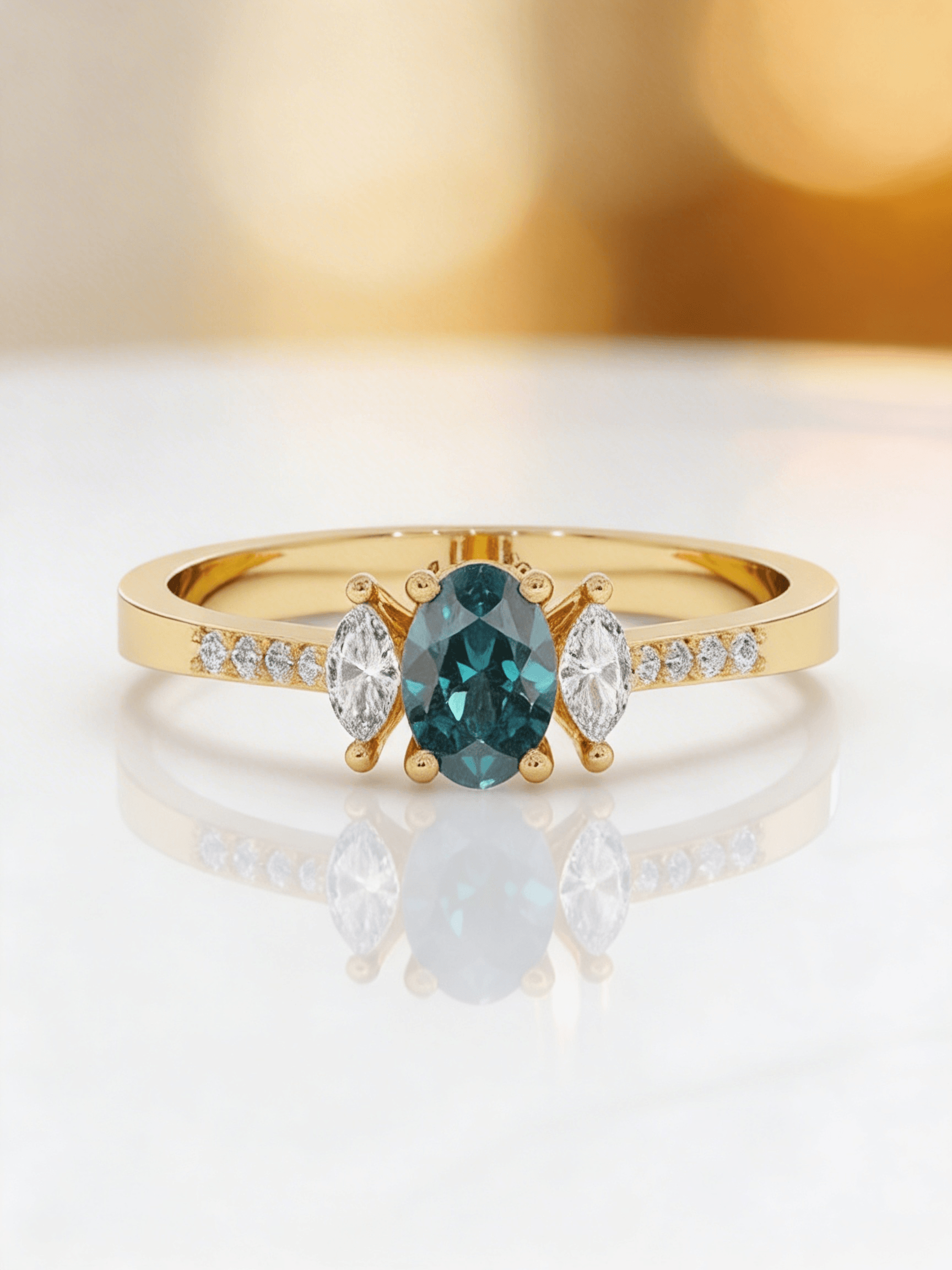 Green Diamond Wedding Ring - Image 3